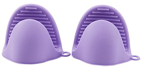 2 x Oven Mini Mitts Silicone Heat Anti-scalding Gloves for Cooking Clamp Handles, Pot Holders and Pot Holders Purple