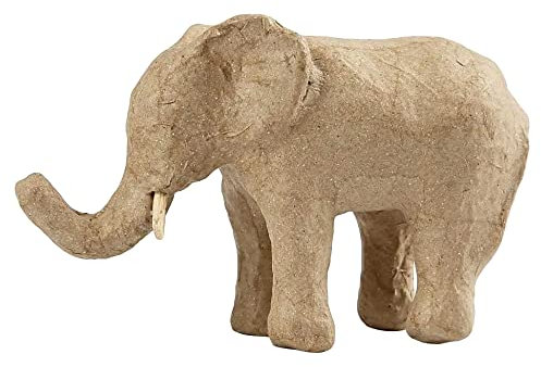 ZauberDeko Elefant Pappmaché Braun Natur Deko Figur Basteln 13cm