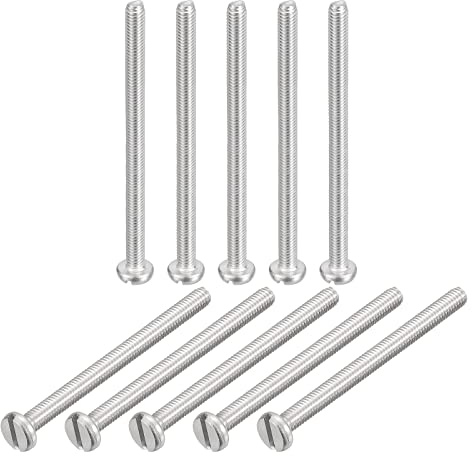 sourcing map 10 Stk M4 x 60mm 304 Maschinenschrauben Schrauben Set Bolzen | Schlossschrauben Holzschrauben, Bindekopf, Edelstahlschrauben, Geschlitzt Antrieb