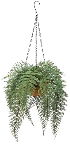 Briful 16 Hanging Plant Boston Fern Fake Plants, Artificial Plants Fern Plants with Palm Hanging Basket Artificial Fern Look Real for Wall Decor Porch Kitchen Home Decor