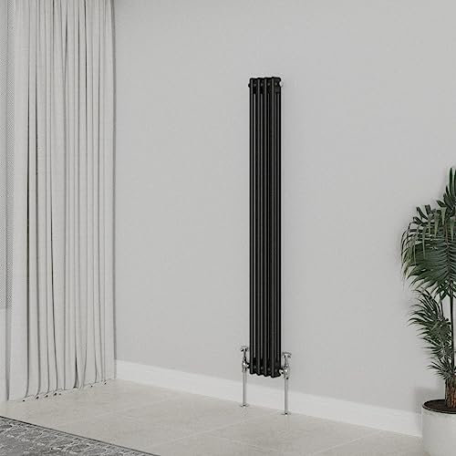 WarmeHaus Radiateur traditionnel noir vertical double colonne en fonte radiateur haut chauffage central 1500 x 200 mm
