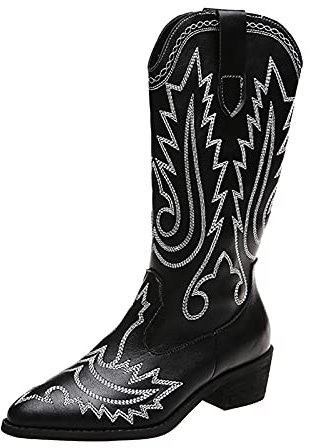 Stivali camperos Donna Marroni Scarpe da Donna Stivali Estivi Donna Morbidi Bianchi Stivali Donna Alti Stivaletti Cowboy Western Ciabatte Donna Sandali Bassi Donna a-Nero 42