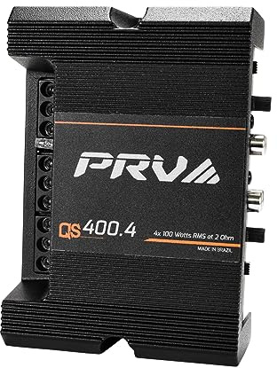 PRV Audio QS400.4 Mini Compact 4 Channel Audio Amplifier 2 Ohm 4 x 100 Watt RMS at 2 Ohm - 400 Watt Amp Stereo 12 Volt Amp Class D Full Range Bridgeable