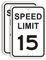 Lot de 2 panneaux de limitation de vitesse de 15 km/h – 30,5 x 45,7 cm – Panneaux de signalisation en métal réfléchissant de qualité ingénieur pour quartiers, allées, cour et école