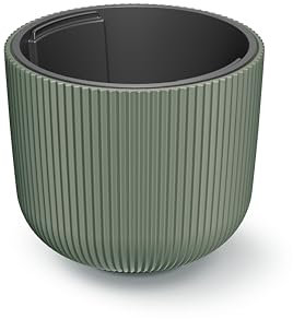 HappyFlower Blumentopf Modell Nr. PRX004 Größe 30 cm Pflanzkübel aus Kunststoff inkl. Einsatz, Runde Form, Übertöpf (Grüne Kiefer, ⌀ 29,8 cm, H 25,7 cm)