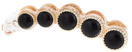 Righe e Pois - Fermacapelli, fermaglio per capelli a banana elegante con perle sfumate - base beige/semitrasparnte confezione da 1 (Nero)