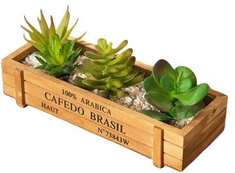 Hapivida Macetero de Madera, Macetero Suculento de Flores de Madera Caja de Almacenamiento Rectangular para Jardín Alféizar de Ventana Macetas Caja de Exhibición (1 Pcs)
