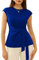 GRACE KARIN Women Blue Summer Tunic Blouse Sleeveless Tie Wrap Slim Fit Vintage Casual Evening Tops for Party Going Out Blue