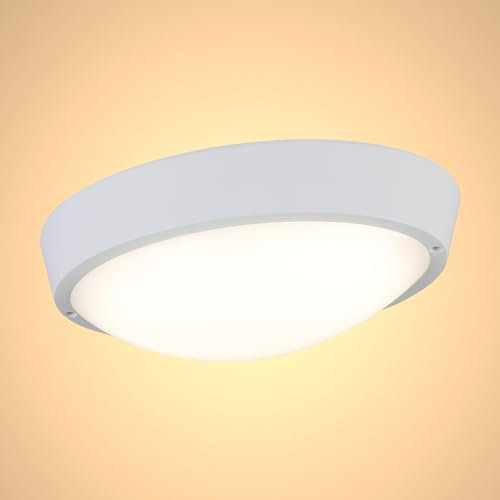 TEKLED LED Bulkhead Light | Bathroom IP65 Waterproof 15W 4000K 1720lm Cool White CCT | Large Interior Exterior Flush Ceiling Light | Adjustable Wall or Ceiling Mounting Fitting- Oval