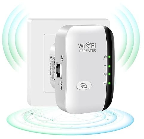 WLAN Verstärker, WLAN Repeater 300 Mbit/s 2.4 GHz, WiFi Extender Booster, WiFi Verstärker mit Repeater/AP Modus und WPS-Funktion,Internet Verstärker bis zu 3650 sq.ft und 35+ Geräten (Weiss)