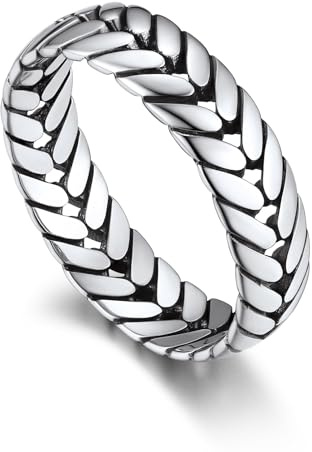 Bandmax Ring Damen Silber Herren Ring Bandring 5mm breit Verlobungsring Größe 62mm Weizen Ringe Ring Schmuck für Verlobung