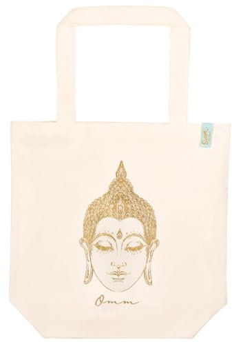 moses. Omm for you Shopper Bio-Baumwolle Buddha | Maße ca. 37 x 38 x 13 cm | Einkaufstasche aus Bio-Baumwolle | Beutel zum Einkaufen I Alltagstasche I Stoffbeutel