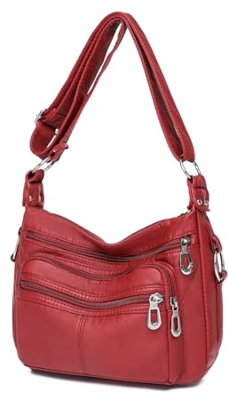 Banbituy Tragetasche, Umhängetasche für Damen, Schultertasche, weiches Leder, leicht, mit Reißverschluss, für die Arbeit