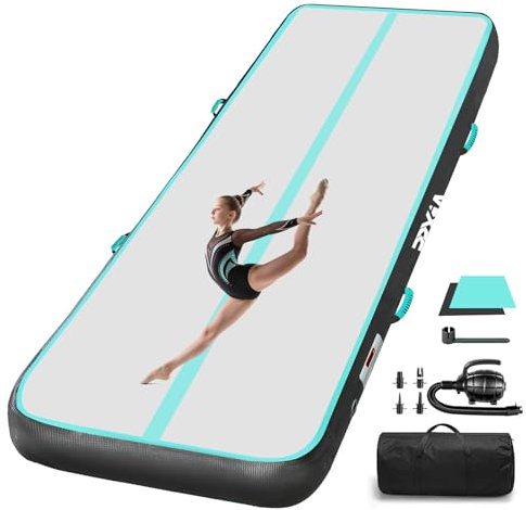 PPXIA Gymnastikmatte Air Matte Track 6M 10CM Höhe, Turnmatte Tumbling Matten mit Komplettes Zubehör, Aufblasbar Gymnastik Track Matte für zuhause Outdoor Yoga