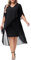 Hanna Nikole Damen Chiffon Cocktailkleid Cape Business Kleider Schwarz L