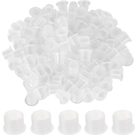 AEIOPRS 100 Pcs Tattoo Farbkappen Cups Transparente Pigmentbehälter aus Kunststoff Einweg Tattoo Zubehör 15mm Größe