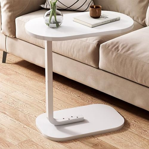 WEBOL C-förmiger Beistelltisch, moderner Beistelltisch für Couch, Sofa-Snacktisch mit Metallrahmen für Schlafzimmer, Wohnzimmer und kleine Räume (45 x 30 x 60 cm, C) Warm Life