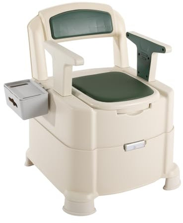 Dekltus Mobile Toilette, Trockentrenntoilette mit Sensory Light, Doppelte Deckeldesign - Abnehmbarer Inneneimer Tragbare Toilette für Schwangere Frauen, Patienten, ältere Menschen (Grün)