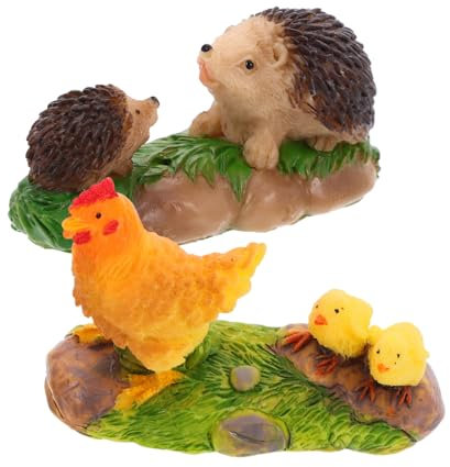 FONDOTIN Figura De Animal Miniatura De Resina 2 Adornos De Resina para Decorar Hogar y Paisajismo