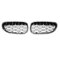 MRNQCB Frontstoßstangen-Kühlergrill Für B&MW E60 E61 550i 535i 2004-2009 Diamant-Auto-Frontstoßstangengrill Nieren-Renngrillrahmen(Silber)