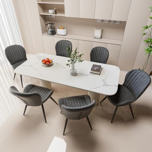 Hawthyhome Esszimmerstühle 6er Set, Küchenstuhl, Stuhl Esszimmer Wohnzimmer, ergonomischer Sessel, Armlehnstuhl, Polsterstuhl, Wasserdichtes Material,Metallbeine, Schwarz