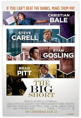 gyhac Filmposter The Big Short (2015), Leinwand, Poster, Schlafzimmer, Dekoration, Landschaft, Büro, Raumdekoration, Geschenk, 20 x 30 cm