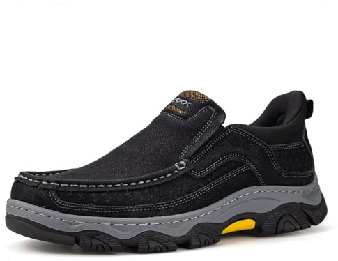 UPIShi Men's Hands Free Slip On Walking Leather Loafers Slip-ins Work Office Dress Casual Outdoor Lightweight Cushioning Shoes