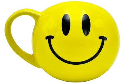 Island Dogs 22-Ounce Giant Smiley Face Round Ceramic Coffee Mug - Fun, Novelty Mug for Coffee Lovers, Great Gag Gift, Unique Kitchen Accessory
