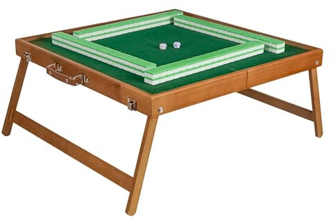 DYUNCZ Mahjong-Tisch mit Spielsteinen, Domino-Tisch, Quadratischer Klapptisch, Reise-Mahjong-Tisch for Zusammenklappen, Tragbarer Mahjong-Tisch, for Camping im Innen- und Außenbereich