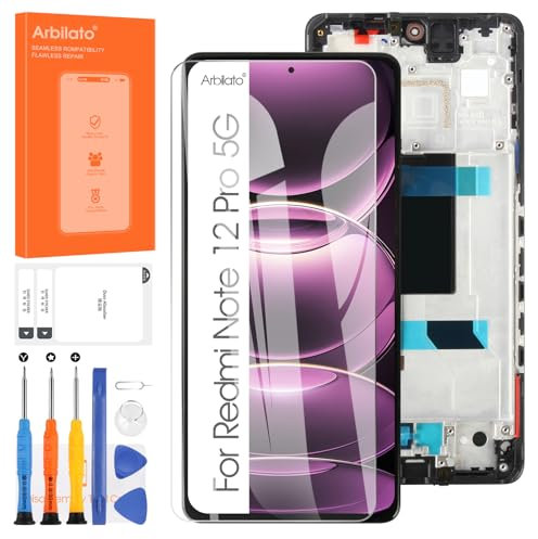 Arbilato Display für Xiaomi Redmi Note 12 Pro 5G LCD Bildschirm Ersatz Touchscreen 22101316C 22101316G Digitalisierer Glas Sensoren mit Werkzeug (Schwarz mit Rahmen)
