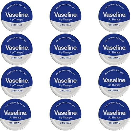Skincare Bundle with Vase.line Lip Therapy Original 20g Jar - 12 Pack | Instantly Softens and Soothes Dry Lips.
