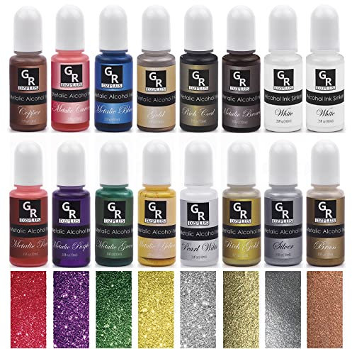 Metallic Alcohol Ink Set -16 Metallic Colors Alcohol Based Ink for Resin Art