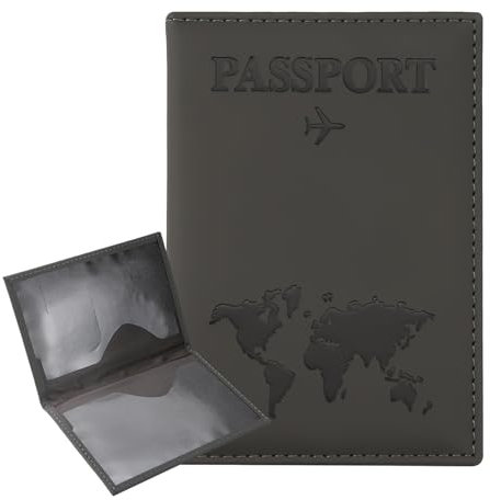 ILIYAH Porta Passaporto da Viaggio Custodia Passaporto Italiano Porta Documenti da Viaggio Cover Passaporto Unisex Passport Holder(Grigio Scuro)
