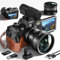 NBD 4K 48MP Fotocamere digitali per fotografia Vlogging Videocamera autofocus con zoom 16X, Wi-Fi, grandangolo e obiettivo macro, fotocamera Vlog con scheda SD da 32 GB, microfono, custodia in pelle