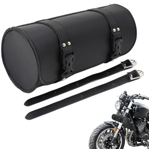 Générique Borsa per moto Handlebar in pelle PU Roll Bag impermeabile sporca borsa vintage con cinghie per bottiglie d'acqua occhiali da sole, soluzione di conservazione per moto