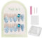 100% Handmade Press On Nails Medium Almond False Nails Acrylic, Stick on Nails Glitter Blue Mermaid Pearl Removable Glue-on Nails Women Girls Nail Art Accessories(Size M)