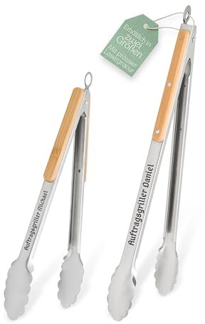 Abenteuernah Grillzange personalisiert, Vatertagsgeschenk, Papa & Opa Geschenk, BBQ Zange, Vatertag, Männergeschenke mit deinem individuellen Wunschnamen (AG groß mit Name)
