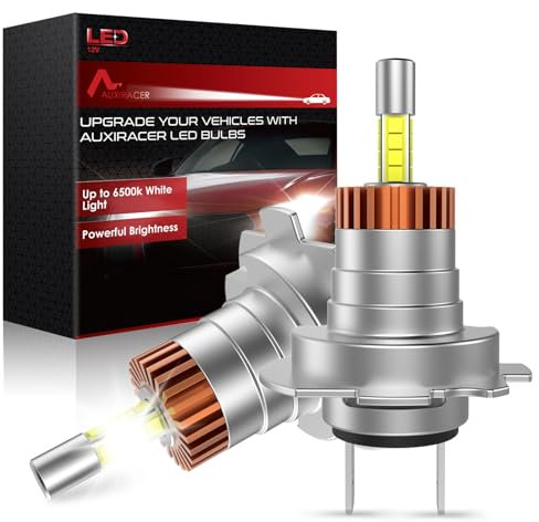 AUXIRACER - Bombilla LED H7 canbus, 32000 lúmenes, 50 W, 6500 K, luz blanca fuerte, faro de coche, kit de conversión halógena de 12 V, 2 bombillas
