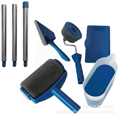 Lot de 6 rouleaux de peinture avec réservoir, rouleau pour bords et coins - Kit de peinture multifonction sans couture pour maison, école, mur de bureau, plafond