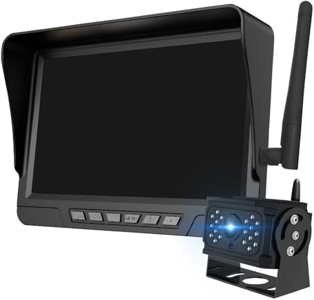 Rückfahrkamera Kabellos, 7 Zoll Monitor Drahtlose Rückfahrkamer, 1080P HD Nachtsicht Rückfahrkamera Funk, 170 ° Weitwinkel Einparkhilfe Kabellose Rückfahrkamerafür Wohnwagen, LKW, Auto, Wohnmobil
