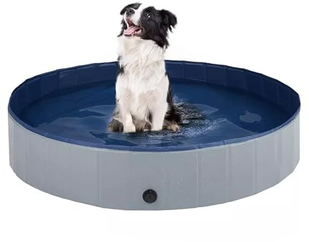 Piscina plegable para perros, 80 x 20 cm, piscina para perros grandes y pequeños, piscina plegable de PVC para perros, bañera para perros interiores (gris)
