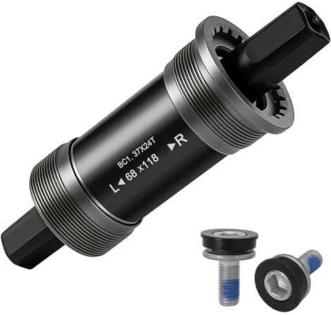 Movimento centrale per bicicletta, con foro quadrato, cuscinetto sigillato in metallo, BC 1,37 x 24 denti, nero (68 x 118 mm)