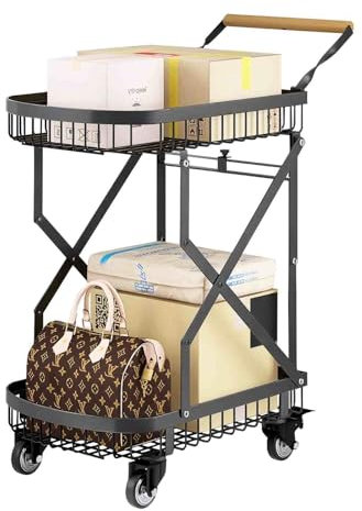 Mimoke Chariot de barbecue d'appoint avec table de barbecue avec roulettes, pliable en acier au carbone - Table d'appoint de jardin pour l'extérieur, les voyages, les courses (taille moyenne)