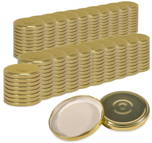 Oputec 200 x Schraubdeckel TO 82 Gold – Ersatzdeckel für Einmachgläser | Twist Off Deckel, luftdicht & lebensmittelecht | Einmachdeckel für Marmelade, Einkochen & Vorrat | Made in EU
