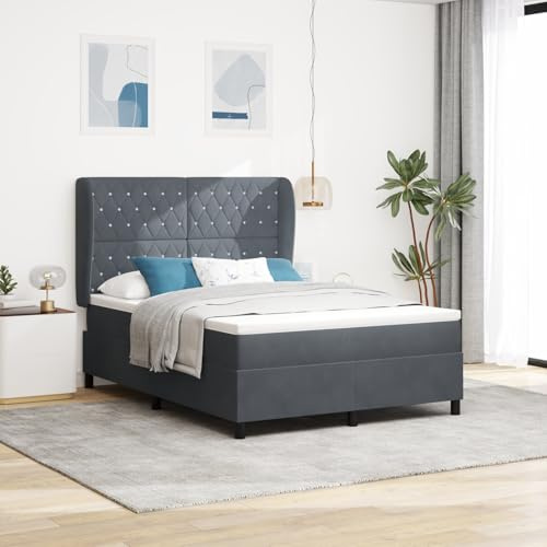 Rantry Boxspringbett mit Matratze Grau 160x200 cm Samt Schlafzimmerbett