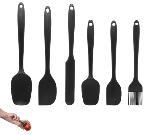 Spatule En Silicone Lot De 6 - Ustensiles De Cuisine Et Pâtisserie Résistants À La Chaleur Jusqu’à 315℃, Antiadhésifs Et Flexibles, Ustensiles Alimentaires Sans BPA Pour La Cuisson (Noir)