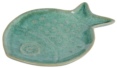 BUTLERS Deko-Teller 20 x 15 cm Steingut - Seaside - Dekoration in maritimem Design | Schmuckablage in Fischform für Nachttisch & Badezimmer | Vidé-Poche für Konsole & Couchtisch
