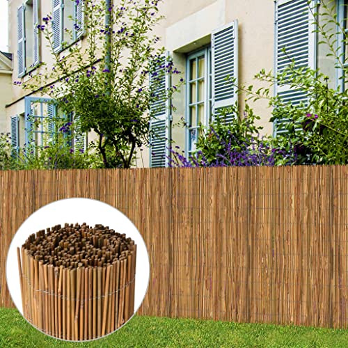 QJBSAVVA Bambuszaun 500 x 100 cm natürlicher Gartenzaun aus rundem Bambus gebunden mit verzinktem Draht flexibel für Beet Einfahrt Gartenabgrenzung tropisches Flair