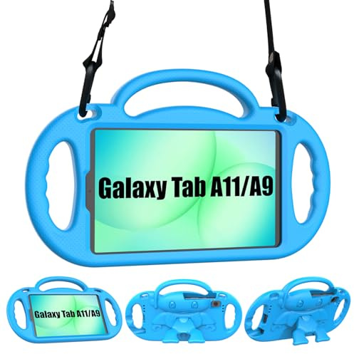 Kids Case for Samsung Galaxy Tab A11 8.7inch / A9 /A7 Lite (Blue) | Lightweight Samsung A11/A9 Tablet Case with Handle Stand+Shoulder Strap