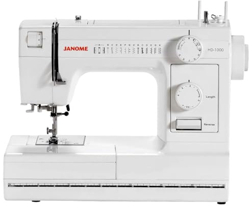 Janome HD1000 Hochleistungsnähmaschine mit 14 integrierten Nähten Janome HD1000, Hochleistungs-Nähmaschine mit 14 eingebauten Stichen weiß